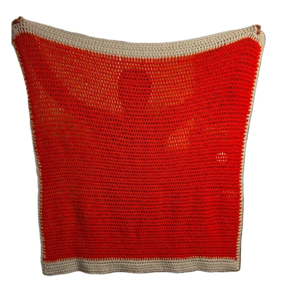 Tennessee Volunteers Crochet Blanket Handmade Orange White Throw 40x38 Inches